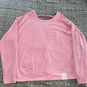 Bar Method Strong is Beautiful open back sweathshirt Size L